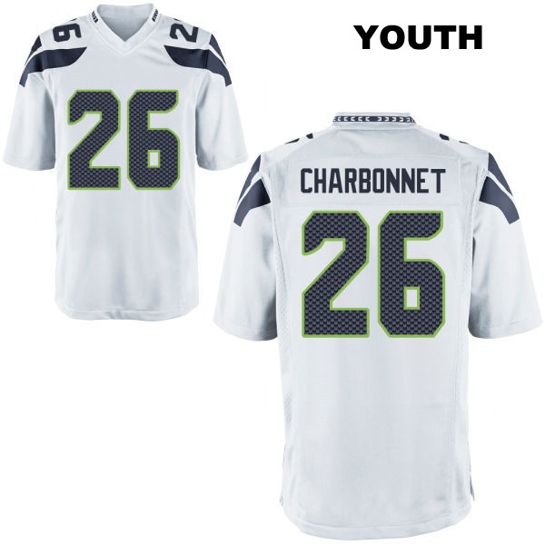 Zach Charbonnet Away Seattle Seahawks Youth Number 26 Stitched White Game Football Jersey